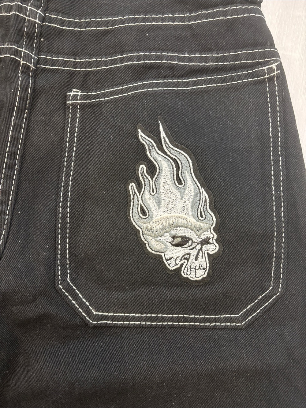 JNCO Black Boot Cut Jeans with White Contrast Stitching and Red Tab size small - Picture 4 of 9